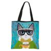Bolsa de Tela de Gato de Dibujos Animados, Bolso de Hombro Grande de Poliéster Estampado para Mujer, Bolsa de Compras de Doble Capa para Salidas, Bolso Cruzado Versátil