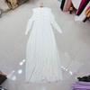 Vestido Tricô Rosa Europeu e Americano Nanyou Saia de Quadril Assimétrica com Pregas Torcidas de Nicho Vietnamita Saia Longa