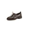 Zapatos de piel de oveja texturizada para uso diario, de estilo profesional, con cordones, tacón bajo grueso y punta redonda, primavera 2025