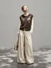 Chaleco de punto de alta gama estilo francés con bordado pesado para mujer, top sin mangas simple y versátil para otoño, para usar en capas