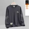 Sudadera de Terciopelo para Otoño e Invierno para Hombre, Casual, Cuello Redondo, Pulóver, Top, Chaqueta Holgada, Camisa Base Versátil, Manga Larga, Cálida