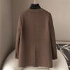 Pequeña cantidad de ropa 10% cachemira de yak abrigo de tweed de doble cara de doble botonadura para primavera 2025 nuevo abrigo de tweed casual con cuello en V para mujer