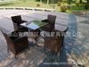 Mesa e cadeira ao ar livre combinação Lazer Varanda ao ar livre Cadeira de vime Rattan Terraço Mesa pequena Pátio Mesa e cadeira Mobiliário de lazer
