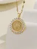 Collar para Mujer Cruz de Oriente Medio Transfronterizo Nuevo Estilo Producto de Origen Cobre Microincrustado Circonita Color Moda Joyería Lujo Ligero (Zircón de Color Aleatorio)