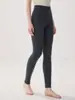 Leggings cálidos de punto de cintura alta para mujer, otoño e invierno, color liso, corte ajustado, mallas interiores 100% cachemira pura