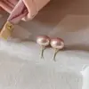 Aretes de Plata S925 Perla con Forma de Panecillo al Vapor Luz Rosa Aurora Estilo de Lujo Accesible Elegantes de Gama Alta a la Moda para Ropa de Trabajo Versátiles para Mujeres