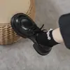 Mocasines de suela gruesa para mujer, nuevo estilo otoño 2026, plataforma con cordones, que aumentan la altura, estilo JK colegial británico, zapatos pequeños de cuero