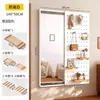 Espejo de Tocador con Tablero Perforado Seleccionado Cuidadosamente con Espejo de Cuerpo Entero Deslizante Oculto Integrado, Se Puede Cerrar, Espejo para Montar en la Pared para Recibidor