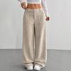 Comercio Exterior Europeo y Americano Amazon Transfronterizo Ropa Casual para Mujer con Bolsillos Delanteros y Traseros Holgados Color Sólido Bolsillos Pantalones de Pierna Ancha Largos Casual