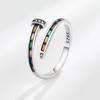 Cross-border New Rainbow Drill Nail Ring Women's Niche Zircon Open Ring High-end All-match Novo Anel de Dedo de Comida