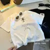 [100% Algodón] Tops de Verano de Algodón Puro de Manga Corta para Niños con Empalmes Estilo Coreano para Niños y Niñas, Ropa Infantil Elegante y Versátil