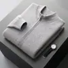 25 trajes nuevos para hombre de negocios, cárdigan casual, suéter con cremallera, tejido de punto de lana de doble cara, top básico de color liso