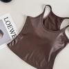 Nuevo Estilo Sexy Hermoso Espalda Descubierta Chaleco Corto con Copas para Mujer Cuero PU Verano Sexy Pequeño Suspbottomer Exterior Fondo Top
