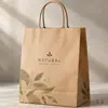 Bolsas de Hombro de Cuero Trenzado de Color Oscuro, Bolsas de Compras de Ropa de Alta Gama Personalizadas, Bolsas de Papel de Regalo con Impresión de Logo, Al por Mayor