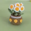 Buquê Tricotado à Mão Planta em Vaso Produto Acabado Girassol Tulipa Crisântemo de Várias Cabeças Flores de Crochê Simuladas Presente Criativo
