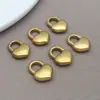 6 tipos de colgantes de candado en forma de corazón dorados con baño de vacío de acero inoxidable para pulseras, collares, llaveros y accesorios DIY