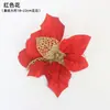 Amazon Cross-Border Temu Decoração de Árvore de Natal Flores Artificiais Vermelho Brilhante Decoração de Natal Acessórios de Guirlanda Dourada