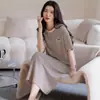 [Algodón Puro] Nuevo Estilo 2026 Bata de Noche para Mujer, Vestido Delgado de Manga Corta de Verano, Rayas, Se Puede Usar Afuera, Ropa Casual para el Hogar