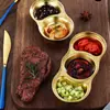 Prato de Condimentos de Aço Inoxidável 304 Estilo Coreano Churrasco Compartimento Duplo e Triplo Prato para Molho Molho para Hot Pot Prato de Molho Prato para Kimchi