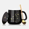 Taza cerámica navideña creativa y elegante de alto valor con tapa y cuchara, taza de café de moda para parejas
