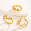 Anillo Abierto de Mariposa y Flor de Aleación con Goteo de Aceite Estilo Chino, Anillo Ajustable de Moda y Gama Alta