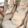 Cojín de Asiento de Coche Lindo de Dibujos Animados Bordado de Pelo de Conejo Oso Pequeño Suave Cómodo Respaldo de Coche Universal para las Cuatro Estaciones Soporte Lumbar para Coche