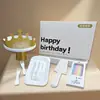 Conjunto de Louças para Bolo de Aniversário, Faca, Garfo, Prato, Combinação de Velas, Prato de Papel para Assar Espesso Descartável, Louças Embaladas de Alta Qualidade