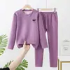 Conjunto de ropa interior térmica de otoño para niños con cuello medio, conjunto de ropa interior térmica para niñas, pijamas para niños, camisetas interiores para niños pequeñas y medianas para estudiantes