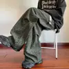 Calça Casual Grossa com Estampa de Leopardo e Forro de Fleece para Mulheres, Lançamento Outono e Inverno 2025 Cintura Alta Emagrecimento Estilo Preguiçoso Versátil Calça de Pernas Largas