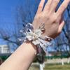 Corsage de pulso casamento noiva damas de honra flor de pulso casamento melhor amiga pulseira estilo floresta crianças dança flor de pulso