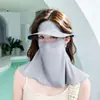 Protector Solar Removible con Sombrero y Ala Protección Completa para Cara y Cuello Protección UV Integrada Parasol para Mujer Mascarilla Gini Facial de Seda de Hielo