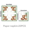 Artículos de Mesa Temáticos de Osito de Peluche Transfronterizos Verde Menta Decoración de Fiesta de Cumpleaños Infantil Juego de Vasos de Papel Desechables