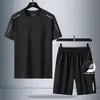 Conjunto de Verão Fresco de Seda Gelo por Atacado para Meninos, Tops de Manga Curta de Malha de Secagem Rápida, Conjunto Esportivo Casual Solto