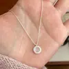 Colar de Prata de Lei S925 com Jade Natural e Ágata Branca para Mulheres, Elegante Brilhante com Diamante, Luxo Leve, Alto Padrão, Exquisito e Versátil Corrente para Clavícula