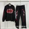 Moda Retro Europea y Americana Estilo Estrella del Infierno Infierno Sudadera con Capucha Holgada Sudadera para Hombre Conjunto para Mujer Tendencia Otoño
