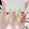 Corea del Sur Dongdaemun Nuevos Aretes de Malla Metálica Arete Elegante Personalidad Diseño Exagerado Sentido Aretes de Círculo Aretes Aretes Hebilla de Oreja