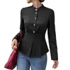 Nueva camisa de rayas para mujer de otoño e invierno para el trabajo y los desplazamientos, de manga larga, moda transfronteriza europea y americana, camisa de mujer que ciñe la cintura
