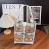 Bolso de Punto Rayado Colorido de Moda, Bolso de Mano Suave y Lindo de Dibujos Animados de Niña, Bolso Tote Portátil para Compras y Supermercado