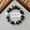 Pulsera de Grano de Café de Cerámica Jingdezhen, Refrescante y que no se decolora, Joyería de Alta Gama para Mujer, Accesorio Versátil de Nuevo Estilo Chino, Mayoreo