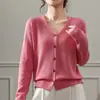Cardigã de tricô com decote V feminino, novo outono 2026 estilo coreano, simples, fino, manga longa, abotoado, top que emagrece