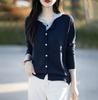 Cardigan de Tricô com Capuz Color Block Falso Duas Peças Casaco Curto Suéter Feminino 2025 Novo Versátil Top Rejuvenescedor