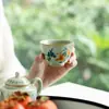Caneca Master Flor Amarela Secreta e Pássaro Shanding Forno Ru Cerâmica Aberta Xícara de Chá Doméstica Xícara de Chá Xícara de Chá Copo de Escritório