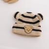 Touca de urso listrado para bebê chapéu de inverno para bebê menino chapéu de lã para bebê outono e inverno quente chapéu de tricô para bebê