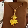 Colgante de Calabaza Chapado en Oro Tendencia de Tiktok, Dios de la Riqueza Amarillo, Brújula de los Ocho Tesoros Propicios, Cadena para Suéter de Cuerda para Cumplir Deseos al por Mayor
