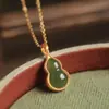 Collar de Calabaza de Jade Hetian Natural para Mujer Retro Nicho Lujo Accesible Diseño Estilo Chino Moda Clásico Esmalte Cadena para Clavícula
