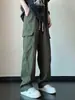 Calças Fitness Ebay Calças Cargo Retas Masculinas Multibolsos Soltas Outdoor Casual Cáqui Preto Pronta Entrega