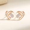 Brincos Stud 925 Prata Amor Diamante Stud Brincos Estilo coreano Coração em forma de nicho Design Nicho Brincos Luxo Leve Diamante Stud