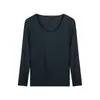 Camiseta Interior de Algodón para Hombre de Cuello Bajo en V para Otoño, Top Delgado, Ropa Interior Térmica Sin Costuras de Hilo 60 para Hombre