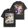 Camiseta de Manga Curta Estampada Marca Tendência Zidane Estilo Americano Transfronteiriça, Pesada, Caimento Solto, Ombro Caído, Emagrecimento, Top Versátil