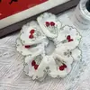Anillo para el pelo de doble capa con bordado de cerezas, tamaño grande, para mujer, estilo francés de alta gama, cuerda para el pelo supergrande, accesorios para el pelo estilo perezoso